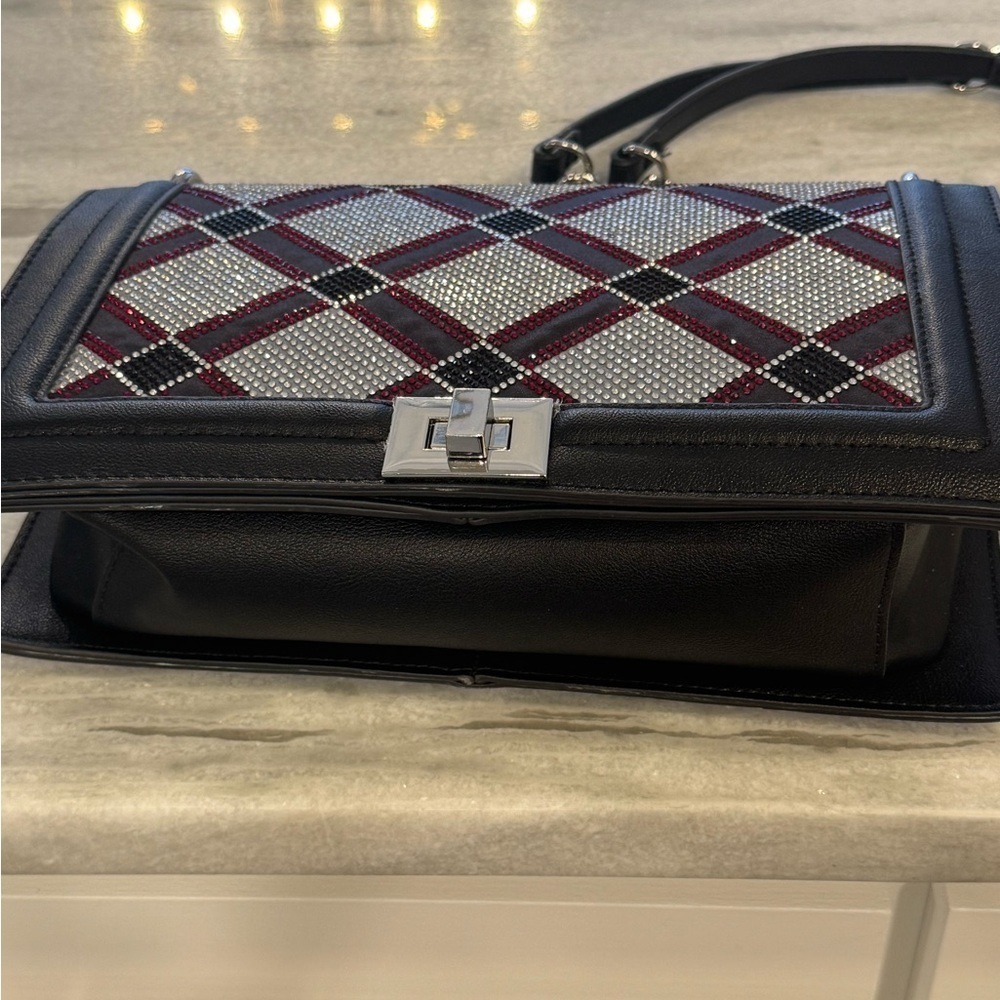 INC International Concepts Plaid Shoulder Bag with Silver Accents - Picture 2 of 4